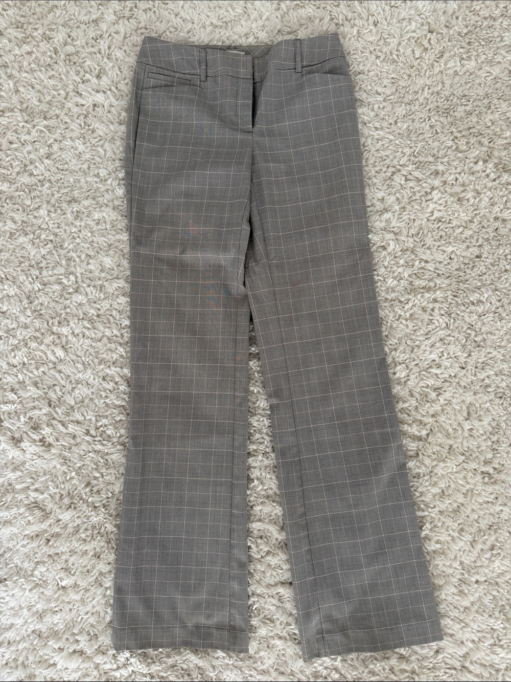 New York & Company Gray Windowpane Boot-Cut Pants